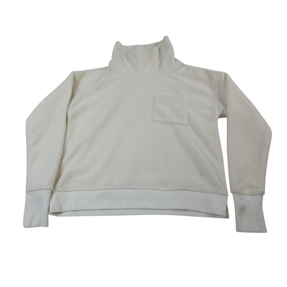 Vineyard Vines‎ Sweater Womens Small Beige Sherpa Fleece Turtleneck Ribbed Hem - Picture 1 of 9
